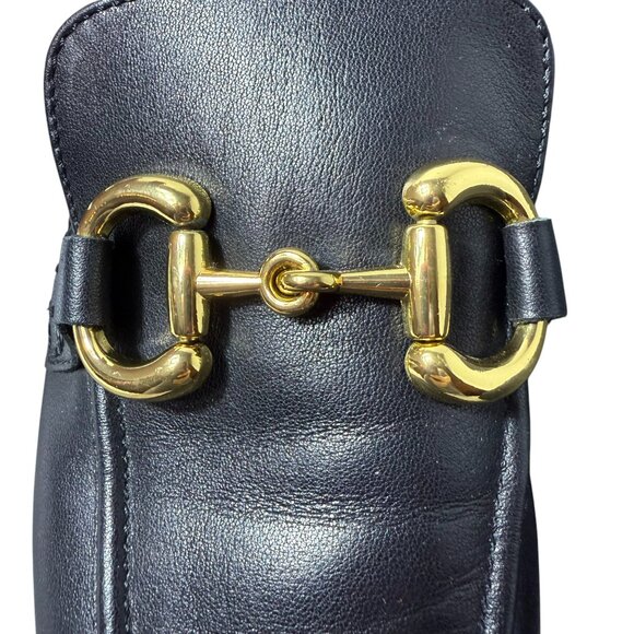 Jeffrey Campbell Black Leather Loafers โ Size 8.5 โ Gold Horsebit Detail - Picture 5 of 9
